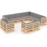  Vrtna sedežna garnitura 12-delna z blazinami trdna borovina, (20703912) | Shoptok.si