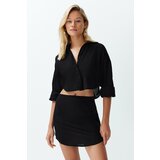 Trendyol Black Woven 100% Cotton Shirt Skirt Suit Cene