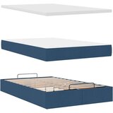 vidaXL Otomanski posteljni okvir z vzmetnico moder 120x200 cm blago | Shoptok.si