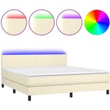 Krevet box spring s madracem LED krem 160x200cm od umjetne kože | Eponuda.ba
