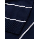 Ombre Men's horizontal striped polo shirt with viscose - navy blue and white | ePonuda.com