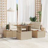 vidaXL 5-dijelni vrtni sofa set s jastučićima Bež poli ratan | shoptok.hr