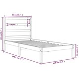  Posteljni okvir bel iz trdnega lesa 75x190 cm 2FT6, (20907056) | Shoptok.si