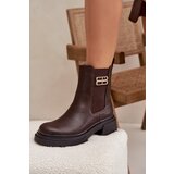 Boto Women's ankle boots with gold detail insulated brown Serene | Shoptok.si