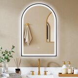  LED kupaonsko ogledalo 60 x 90 cm s rasvjetom prednje i stražnje osvjetljenje memorijska funkcija dodirni prekidač crno | shoptok.hr