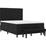  Postelja s škatlo z ležiščem in klopjo črna 140x200 cm tkanina, (22082757) | Shoptok.si