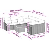 vidaXL Set od 9 vrtnih sofa s jastučićima Crni poli ratan acacija, Kauč za dvoje s jastučićima Crni poli ratan | shoptok.hr