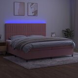  box spring s madracem LED ružičasti 200x200cm baršunasti | shoptok.hr