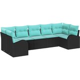 vidaXL Vrtna sedežna garnitura 7 pcs Črna in turkizna poli ratan, (5000143747) | Shoptok.si
