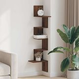 vidaXL Stenska kotna polica rjavi hrast 32x32x127,5 cm inženirski les | Shoptok.si