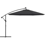  Konzolni vrtni suncobran s LED svjetlima 350 cm crni | Eponuda.ba