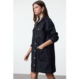 Trendyol Dark Blue Regular Denim Trench Coat Cene