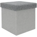 Zložljiv tabure s pokrovom 33x33xh33cm / siv / poliester, mdf, (5000199760)