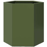 vidaXL Vrtno korito olivno zelena šestkotnik 46x40x45 cm jeklo | Shoptok.si