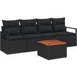 vidaXL 5-dijelni set vrtne sofe s jastučićima crnog poli ratana akacije, 2-sjedna vrtna sofa s jastučićima crnog poli ratana Cijene