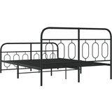 Metalni okvir kreveta uzglavlje i podnožje crni 135x190 cm | shoptok.hr