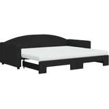  Dnevni krevet na razvlačenje s madracima crni 90x200 cm tkanina | shoptok.hr