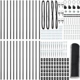 vidaXL Sedmerokutna ograda Siva 0,5x50 m Čelik, Stupovi za ogradu s šiljkom 13 kom Ø32 mm 80 cm Pozlaćeni čelik Cijene