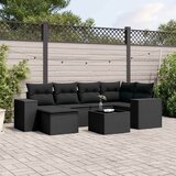  7-dijelni set vrtnih sofa od poliratana s jastucima crni | shoptok.hr