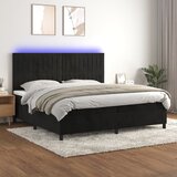 vidaXL Box spring postelja z vzmetnico LED črna 200x200 cm žamet Cene