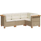 vidaXL 4-dijelni set vrtnih sofa s jastucima bež od poliratana | shoptok.hr