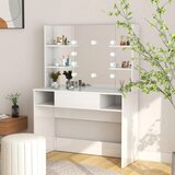 The Living Store Toaletna mizica z LED lučkami 100x40x135 cm MDF sijoče bela - Mizica Za Ličenje, (21494804) Cene