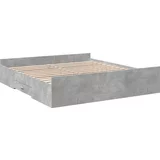 vidaXL Posteljni okvir s predali betonsko siv 200x200cm inženirski les, (21128357)