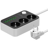 Siyoteam Razdelilnik s 3 AC vtičnicami, 6x USB, SE3631, 1,6m (črn), (20655373) | Shoptok.si