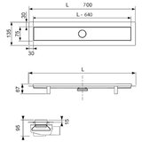Tece 15.101.070 Linus 70 cm tuš kanaleta za vložek iz keramične ploščice | Shoptok.si
