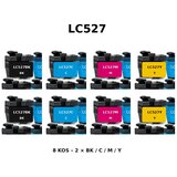  Dvojni komplet kompatibilnih kartuš za Brother LC527 za MFC-J4350DW, MFC-J4550DW, MFC-J6760DW, MFC-J6960DW, MFC-J6975DW, MFC-J6977DW – 2×BK/C/M/Y, 8 kos Cene