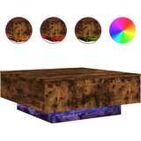 Maison Chic Klubska mizica - kavna mizica - Nizka mizica z LED lučmi dimljeni hrast 80x80x31 cm, (21752188) Cene