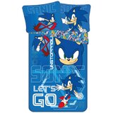Jerry Fabrics Plava pamučna dječja posteljina za krevet za jednu osobu 140x200 cm Sonic "Let´s go" – | shoptok.hr