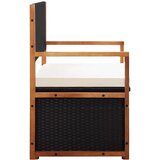  Klupa za pohranu 115 cm od poliratana i bagremovog drva crna | shoptok.hr