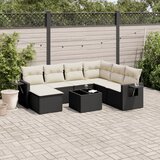 Maison Chic Seti vrtnega pohištva - Vrtna garnitura - Vrtni pohištvo set 8-delna z blazinami črn poli ratan, (21799117) | Shoptok.si
