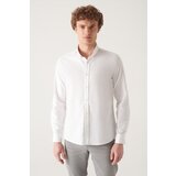 Avva Men's White Oxford 100% Cotton Standard Fit Regular Cut Shirt Cene