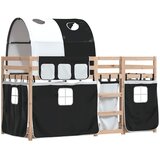 Krevet na kat sa zavjesama bijelo-crni 80 x 200 cm od borovine | shoptok.hr