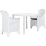3-dijelni bistro set od plastike s izgledom ratana bijeli