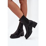 Boto Women's Block Heeled Eco Leather Boots Black Kyra | shoptok.hr