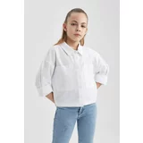 Defacto Girl Crop Oxford Long Sleeve Shirt