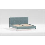 Ropez Svijetlo plavi tapecirani bračni krevet s podnicom 200x200 cm Barker – Cijene