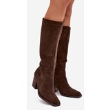 Zazoo Suede Knee High Boots With Zip Chocolate Lissara | ePonuda.com