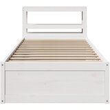  Okvir za krevet s uzglavljem bijeli 90x200 cm masivna borovina | shoptok.hr