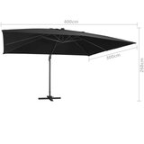 In Konzolni suncobran LED s aluminijskim stupom 400 x 300 cm crni | shoptok.hr