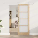  Klizna vrata 73,5 x 198,5 cm Masivna borovina i staklo Prirodna | shoptok.hr