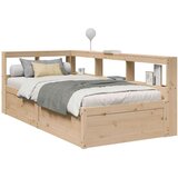  Krevet s regalom za knjige bez madraca 100 x 200 cm od borovine - Prirodna 100 x 200 cm Cijene