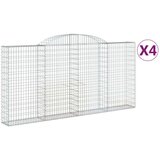  Obokane gabion košare 4 kosi 300x30x140/160 cm pocinkano železo | Shoptok.si