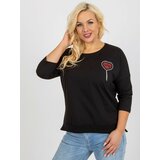 Fashion Hunters Black oversized blouse with 3/4 sleeves and application Cene