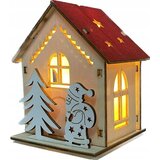  Drveni božićni LED ukras Lampion kućica 7x7x9 cm | shoptok.hr