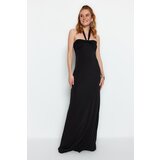 Trendyol Black Fitted Knitted Evening Dress Cene