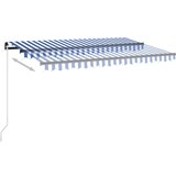 vidaXL Avtomatsko zložljiva tenda 450x350 cm modra in bela | Shoptok.si
